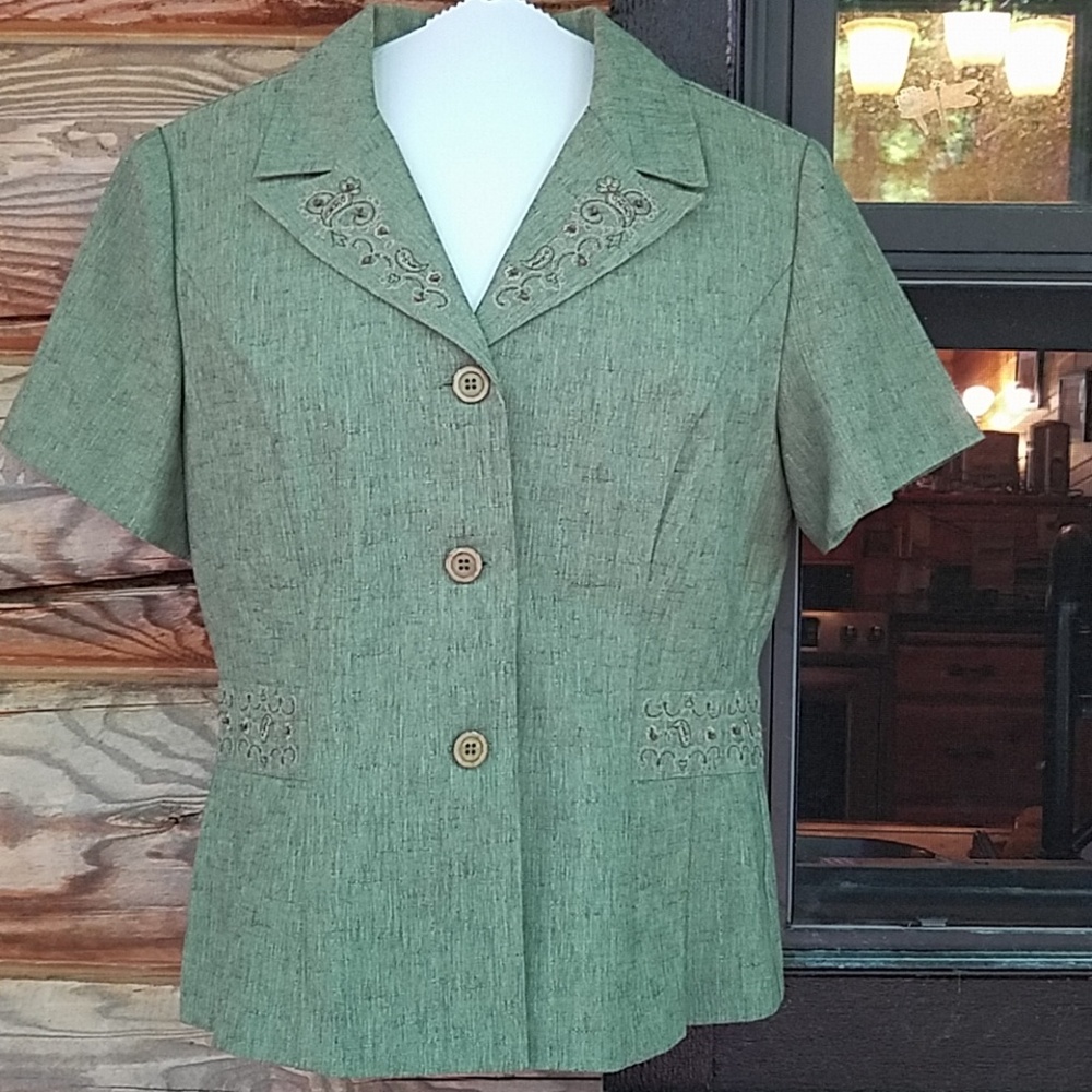 Beaded, short sleeve top.